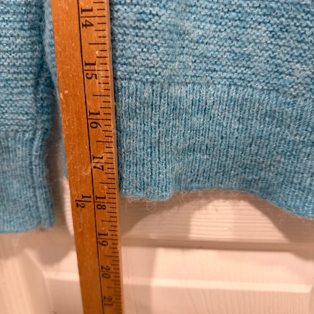 J. Crew Blue Alpaca Blend‎ Ruffle Mock Neck Textured Knit Sweater Small
